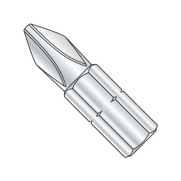 Newport Fasteners 2 X 2 X 1/4 Phillips Insert Bits/Point Size: #2/Length 2"/Shank: 1/4" , 100PK 284349